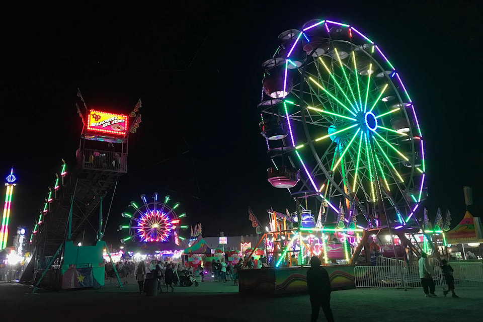 The Alberni District Fall Fair is lit up on Friday night. SUSAN QUINN PHOTO