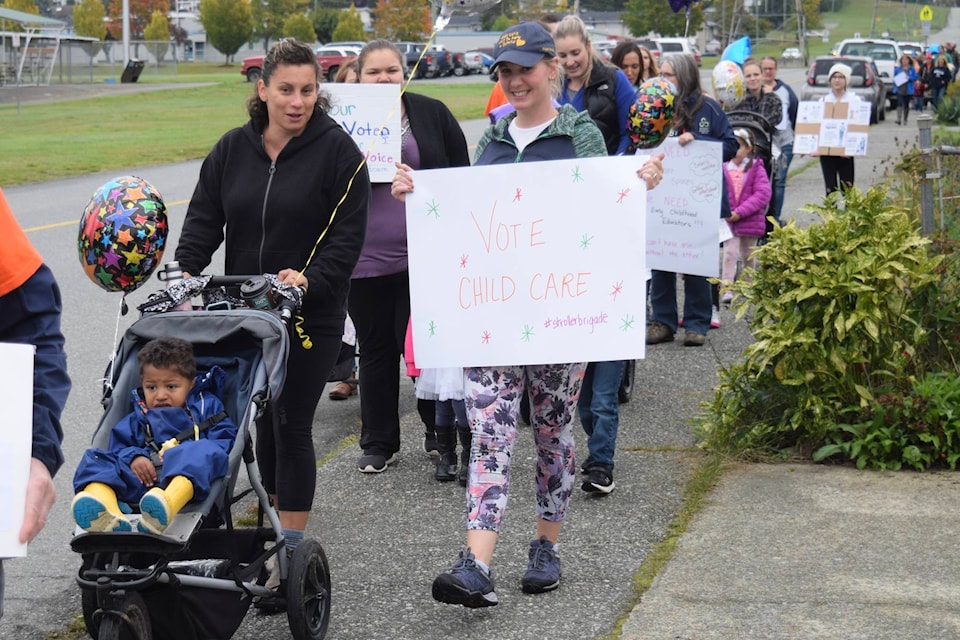 Port Alberni marched in the Stroller Brigade for Child Care on Saturday, Oct. 5. ELENA RARDON PHOTO
