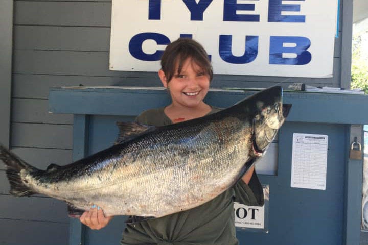 Tanner Provencal was in first place on the juniors’ side of the Alberni Valley Tyee Club ladder with this 24.8-pounder, but Kayden Jasken unseated Tanner with a 25.9 whopper. The juniors are giving the adults a run for their money this year. ((PHOTO COURTESY CAROLYN JASKEN, AV TYEE CLUB)