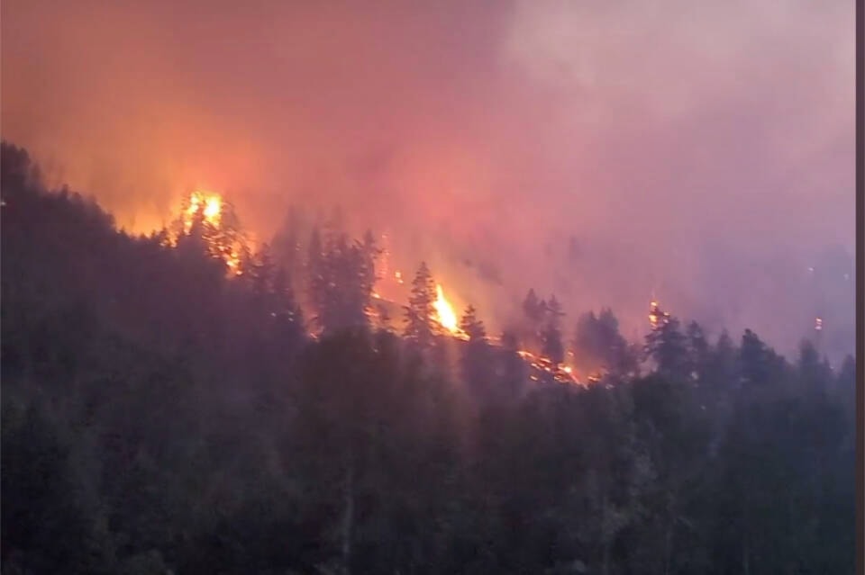 Dolly Kruger took pictures of Keremeos Creek fire off Green Mountain Road on Friday night. (Facebook)