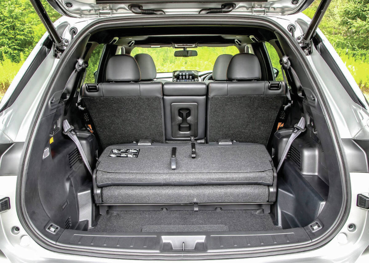 The Outlander PHEV, pictured, has a standard third-row seat and more overall cargo space than the RAV4 Prime. PHOTO: MITSUBISHI