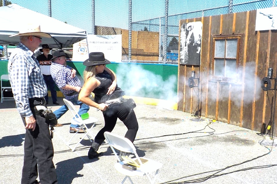 Aldergrove's Nicole Franks won the women's top six shooters and women's thumbing shootout at the fast draw blank championships.