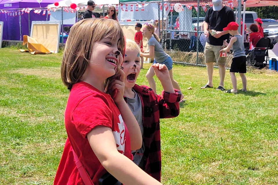 Lawn games were set up on the grass for kids to enjoy at the Aldergrove legion for Canada Day. (Kyler Emerson/Aldergrove Star)