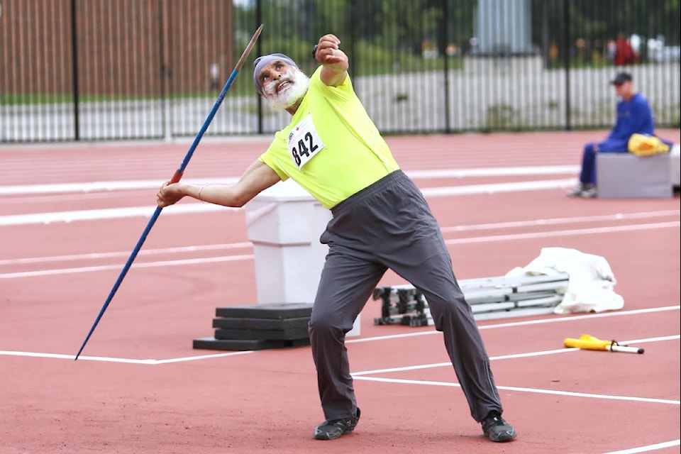 Aldergrove resident Harnek Toor won several gold medals at the BC Masters Track and Field Championship in late June.