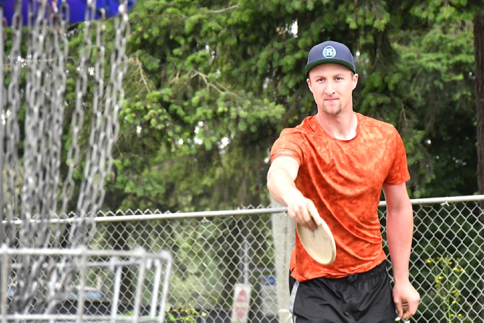 Joshua Kiist came from Calgary, Alberta, for the BC Open disc golf competition in the Township of 91ԭ. (Kyler Emerson/Aldergrove Star)