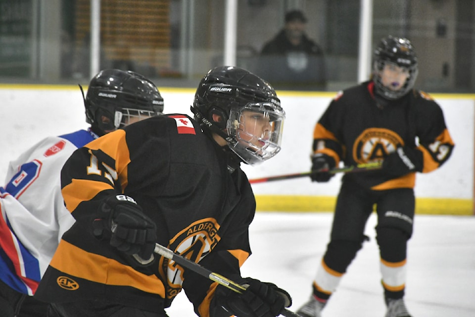 Aldergrove Minor Hockey Association and Cloverdale Minor Hockey Association played against each other in a match during the annual Coleton Nelson memorial tournament on Saturday, Nov. 9. (Kyler Emerson/Aldergrove Star)