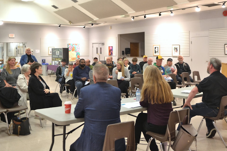 The 91ԭ-Abbotsford riding saw its first all-candidates meeting at the Aldergrove Kinsmen Community Centre on Sept. 25. (Kyler Emerson/Aldergrove Star)
