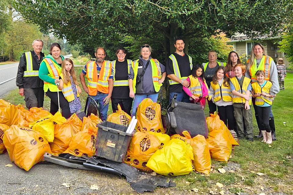 For its final clean-up, 14 volunteers with Earth Ninjas collected 380 pounds of trash on Sunday, Sept. 22. (Kyler Emerson/Aldergrove Star)