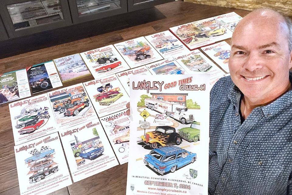 Last year, Marty Brown, vice president of the 2025  Good Times Cruise-In, gathered 25 posters to turn into a banner for purchase. 