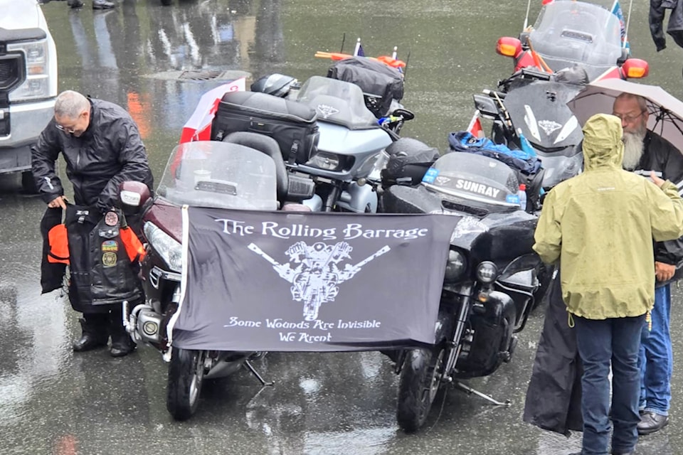 President of Aldergrove Legion Branch 265 Deb Gray said local members raised over $13,000 for the Rolling Barrage PTSD Foundation and hosted a barbecue upon the riders' arrival into Aldergrove. 