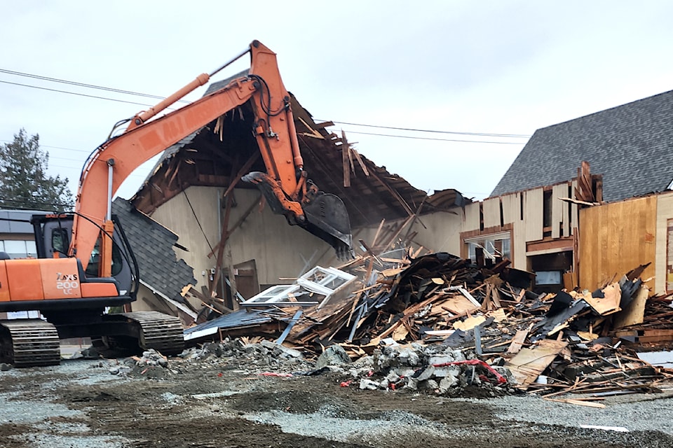 Part of the Presbyterian Church in Aldergrove was torn down on Monday, Jan. 13.