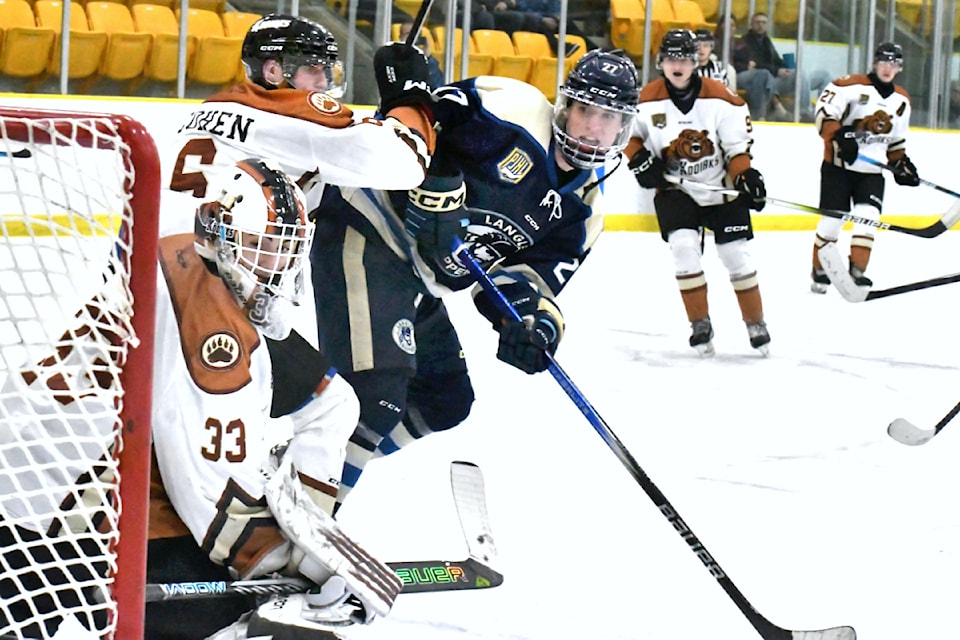 91ԭ Trappers won the final crosstown game this season against the Aldergrove Kodiaks on Wednesday, Feb. 5. (Kyler Emerson/Aldergrove Star files)