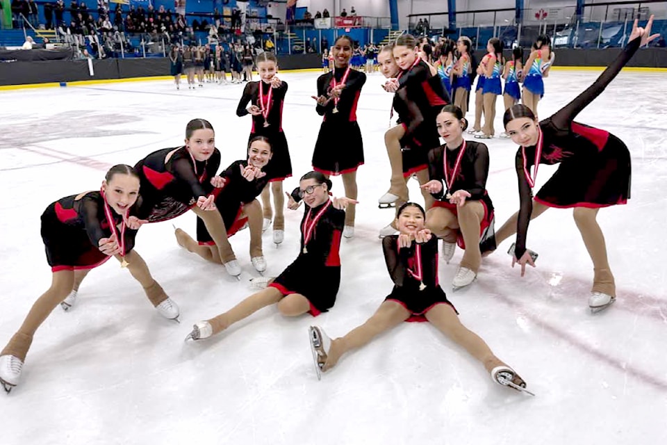 Aldergrove Skating Club's Star 6 Snow Crystals team placed first at the Mountain Regionals Synchronized Skating competition last weekend. (Special to The Star)