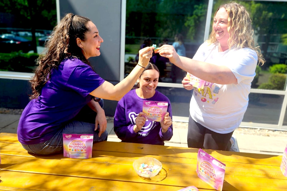 A portion of proceeds from each bag sold of Sweet Beginnings candies from Aldergrove's Huer Foods is going to BC Women’s Health Foundation, and the staff are excited to be involved.
