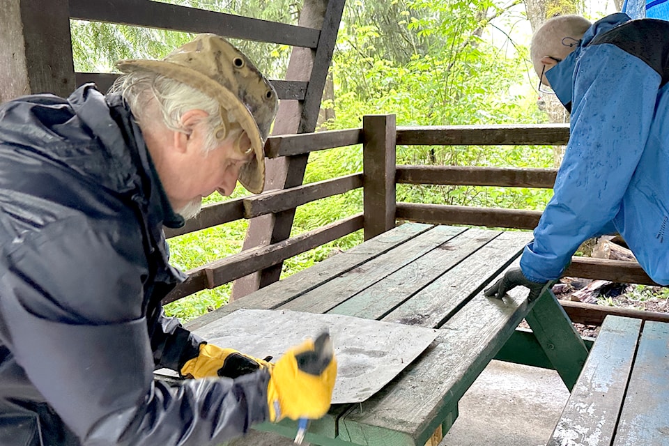Volunteers working on park restoration