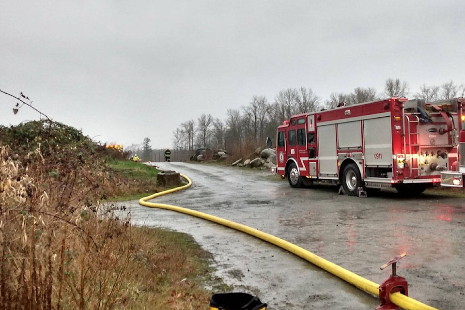 Township firefighters were called to a fire in the 22100 block of 16th Avenue on Wednesday, Dec. 16, 2020. (Ryan Uytdewilligen/Langley Advance Times)