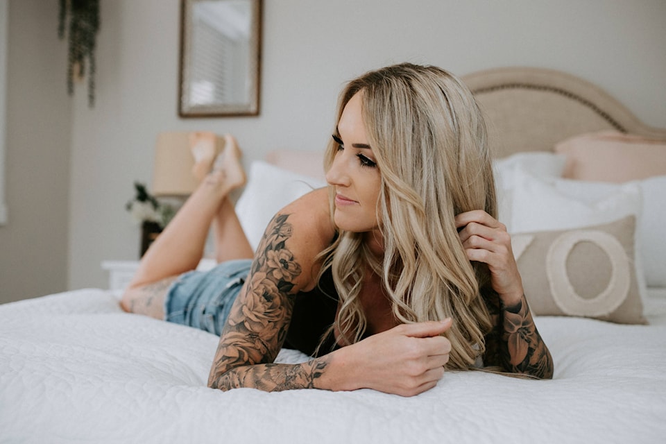 Lindsay Holt, 36, has entered the Inked Magazine cover girl contest. The Langley mother of two says the prize money would provide financial security for her family. (Stacey Firth/Special to Langley Advance Times)