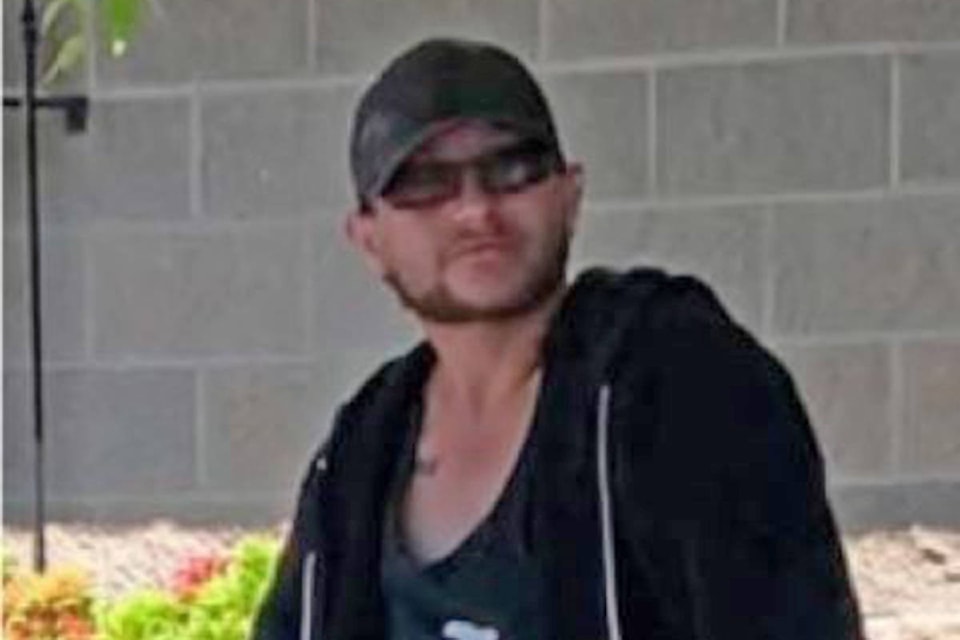The pictured male is alleged to have slashed a vehicle tire on May 21st. The vehicle was parking in a Langley City parking lot. The male suspect is described as Caucasian, in his 20’s, approximately 5’6”, slim build, with brown hair and he was wearing a black baseball cap, glasses and a black hoodie with a face and two crossed bats on the back. (Special to Langley Advance Times)