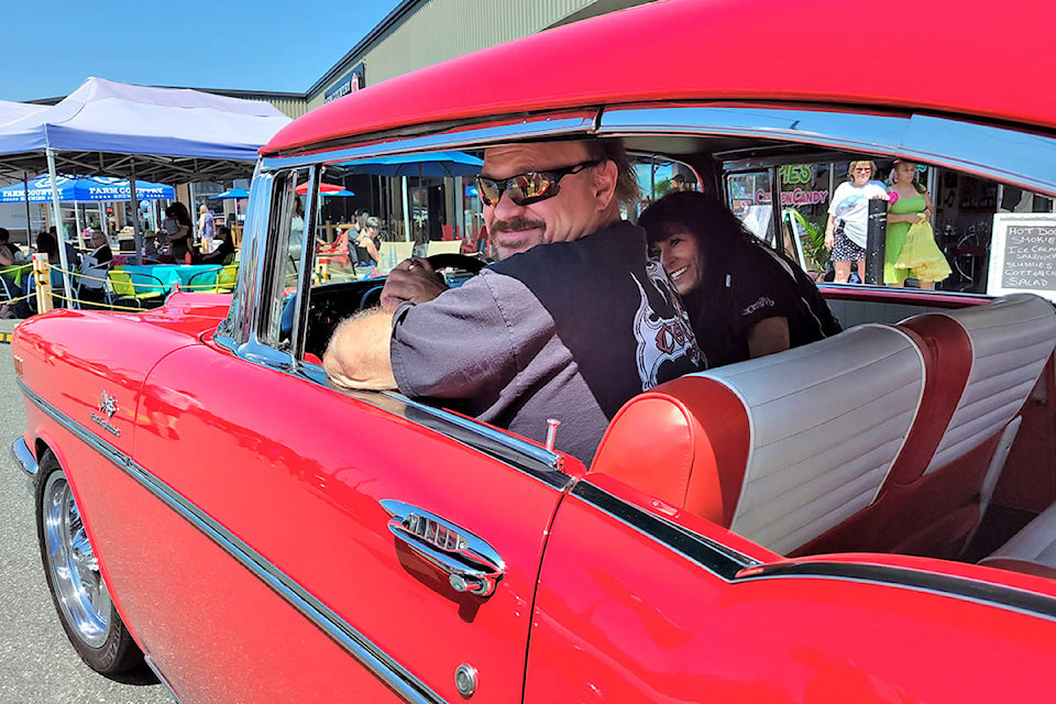 One of 60 vehicles that took part in the annual cancer fundraiser organized by the Old Fart Car Club and Brogan’s Diner in Langley City on Saturday, July 10. (Dan Ferguson/Langley Advance Times)