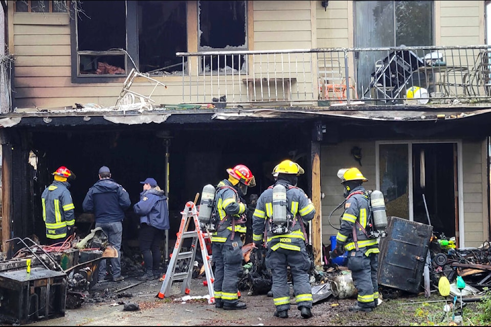 One person died as a result of a fire on Wilding Court in Langley Meadows on Friday, Dec. 3. (Dan Ferguson/Langley Advance Times)