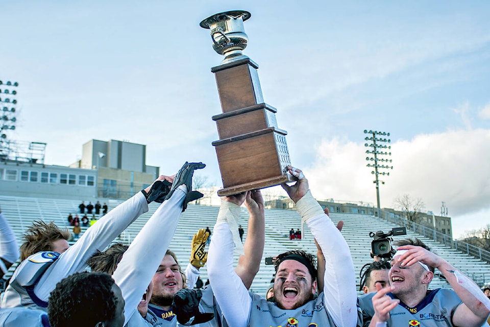 Langley Rams won the Canadian Bowl Saturday afternoon, Dec. 4, shutting out the Ontario Conference champion London Beefeaters 37-0 in London, Ontario for the first national title in franchise history. (Boris Terzic Photography/Special to Langley Advance Times)