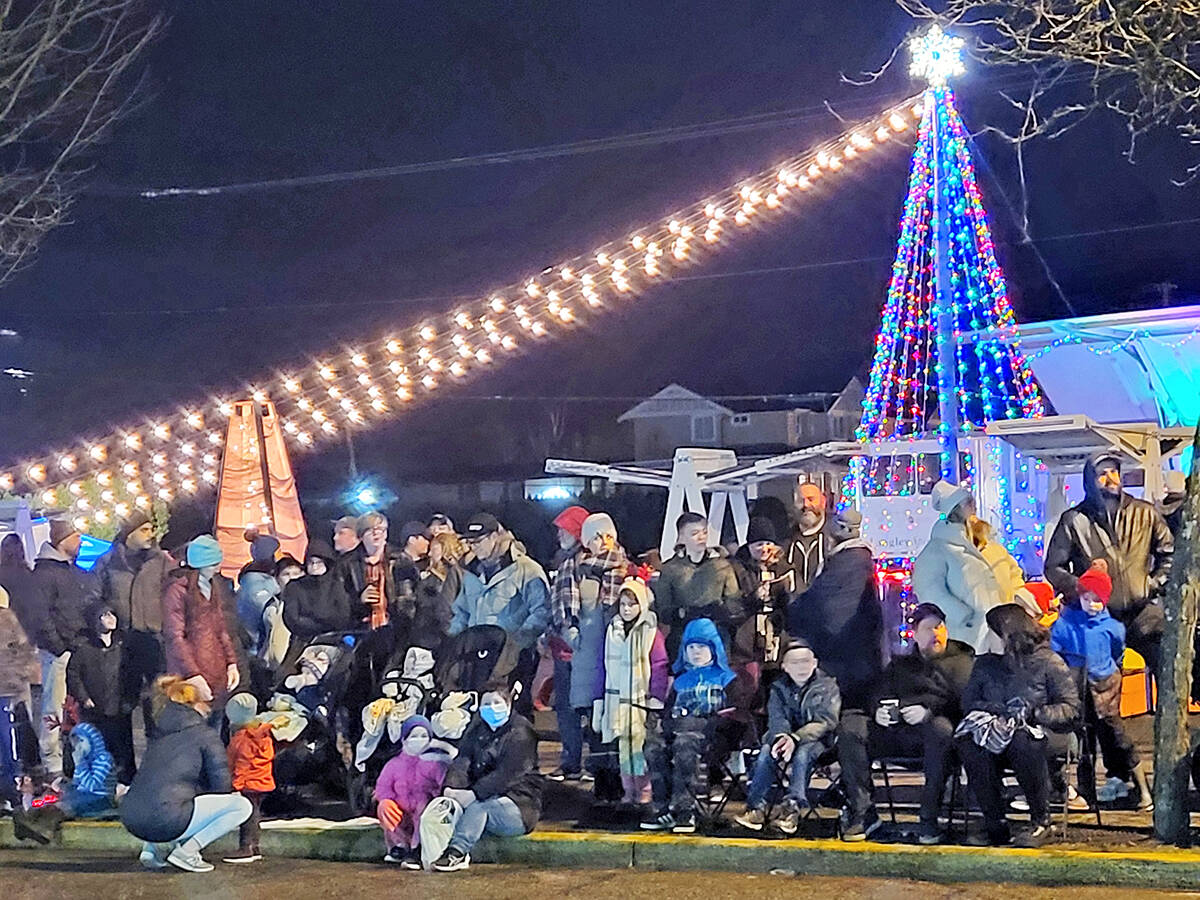 A rough estimate of attendance for the Dec. 11 Aldergrove Light Up parade placed the crowd in the thousands, with many gathering at the temporary community plaza where a tree of lights stands. (Dan Ferguson/Langley Advance Times)