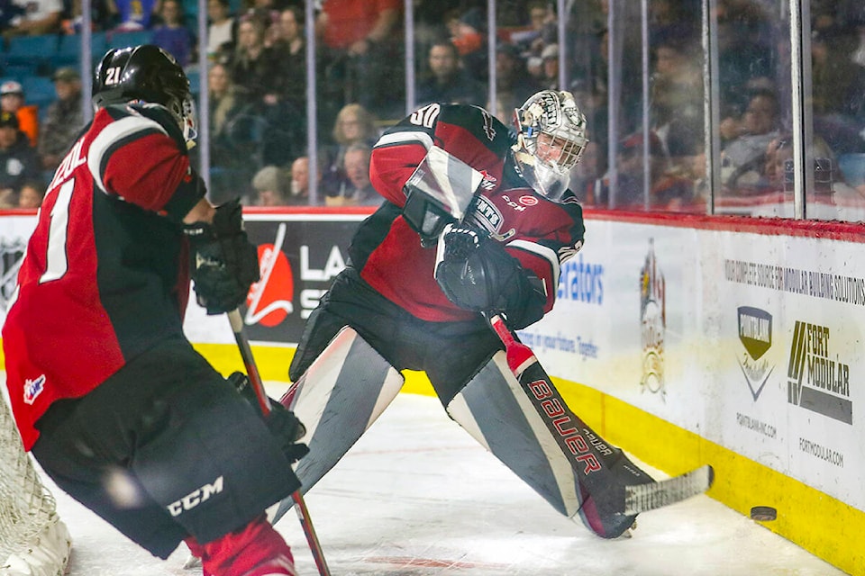 Friday night, May 6, at the Sandman Centre in Kamloops the Vancouver Giants dropped a 3-1 decision to the Kamloops Blazers in Game 1 of their Round 2 playoff series(Allen Douglas/Special to Langley Advance Times)