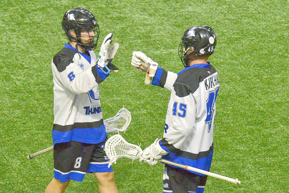 Stuart Phillips had three goals and three assists, and Tristan Kirkham scored twice as the Junior A Langley Thunder made franchise history Thursday night, June 30 at Langley events Centre (Gary Ahuja, , Langley Events Centre photo)