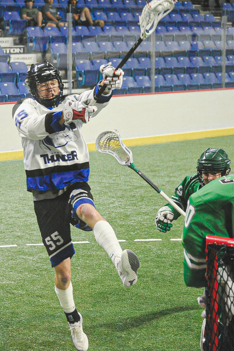 On Sunday, Aug. 7, Langley Thunder pulled off an epic comeback to the BC Junior A Lacrosse League championship series at two games apiece. (Ryan Molag Langley Events Centre)
