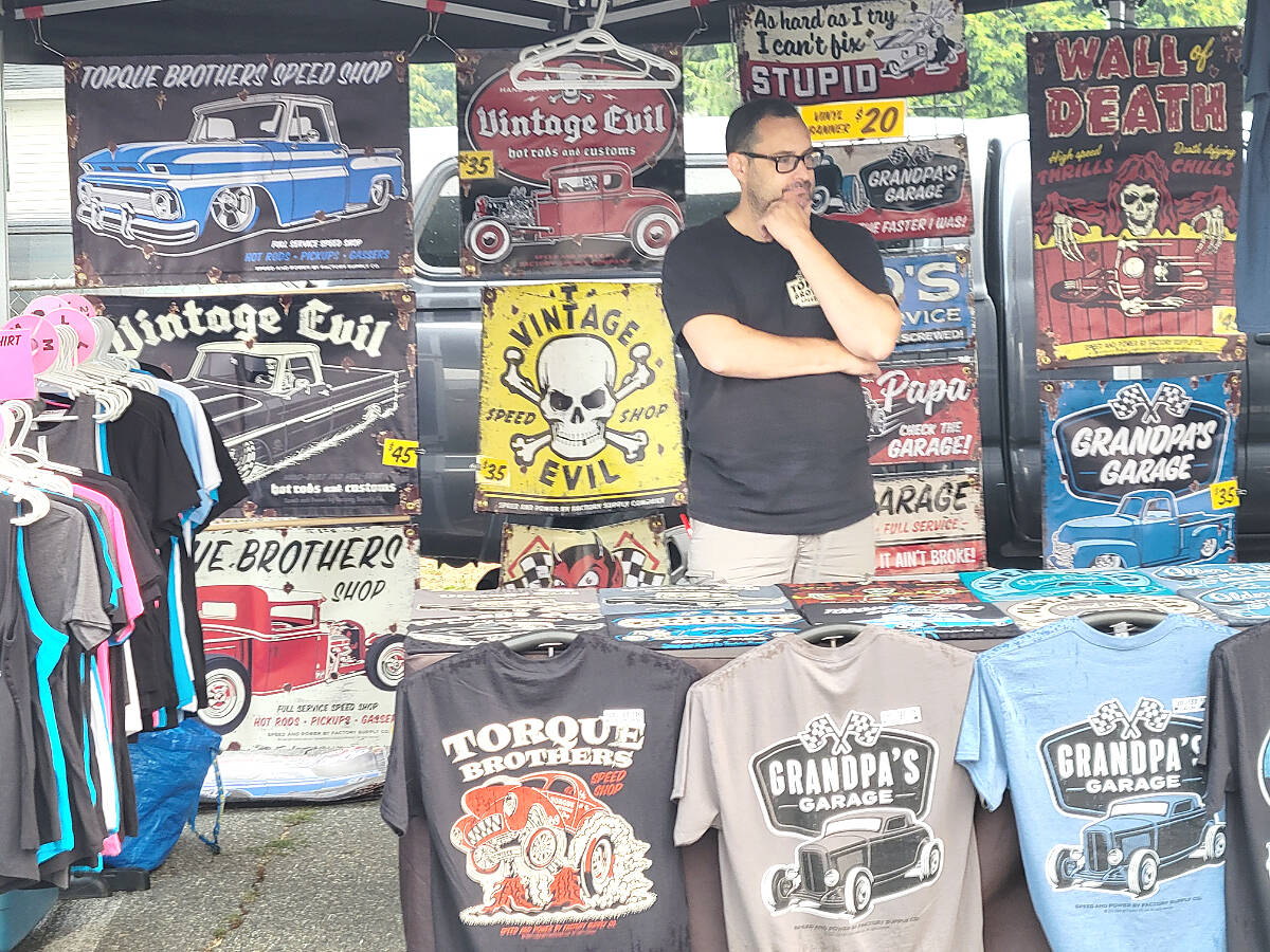 Thirty-eight vendors filled the front parking lot of Aldergrove Secondary School with bargains for the Cruise-In swap meet and car corral on Sunday, Sept. 11. (Dan Ferguson/Langley Advance Times)