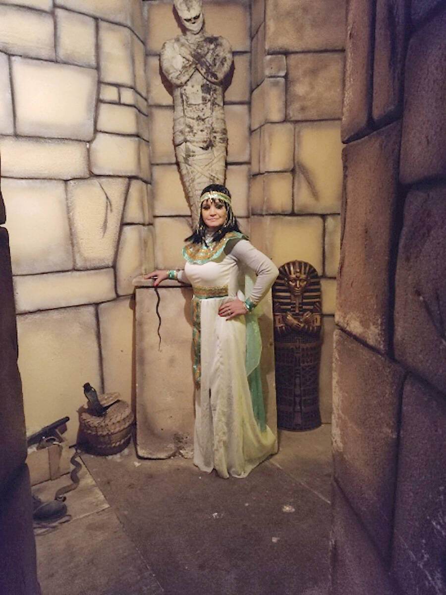 Tammy Brinkworth as a scare actor, playing Cleopatra in the Mummy section of Brinkworth dungeon, open for its 22nd year in Murrayville. (Special to Langley Advance Times)