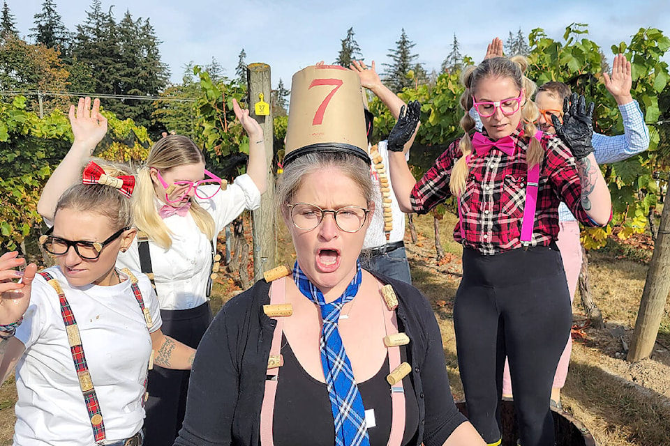 Costumed teams competed in the annual “Grape Stomp” fundraiser at Township 7 Winery in South Langley Oct 22 and 23. (Dan Ferguson/Langley Advance Times)