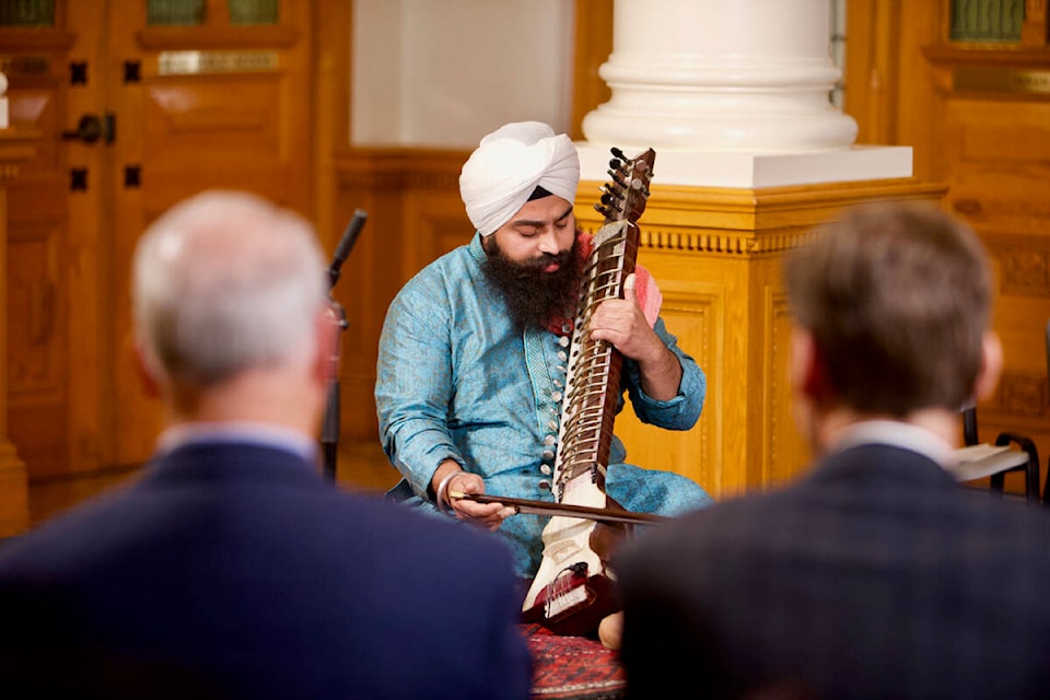 Musicians perform at a Diwali ceremony at the B.C. legislature Tuesday, Oct. 25. (Justin Samanski-Langille/News Staff)