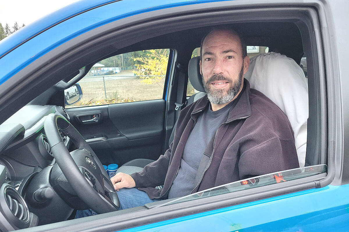 Langley City resident Chris Boughen was first in line at the annual household hazardous waste disposal event at George Preston rec centre Oct 29-30. (Dan Ferguson/Langley Advance Times)