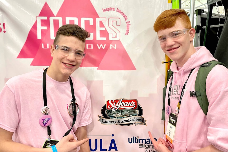 Jacob and Noah St. Jean, of Langley, and their team – #16267 Forces Unknown –didn’t win in the world robotics championship in Texas recently. But, their fundraising video earned them an unexpected windfall through WorkSafeBC. (Special to Langley Advance Times)