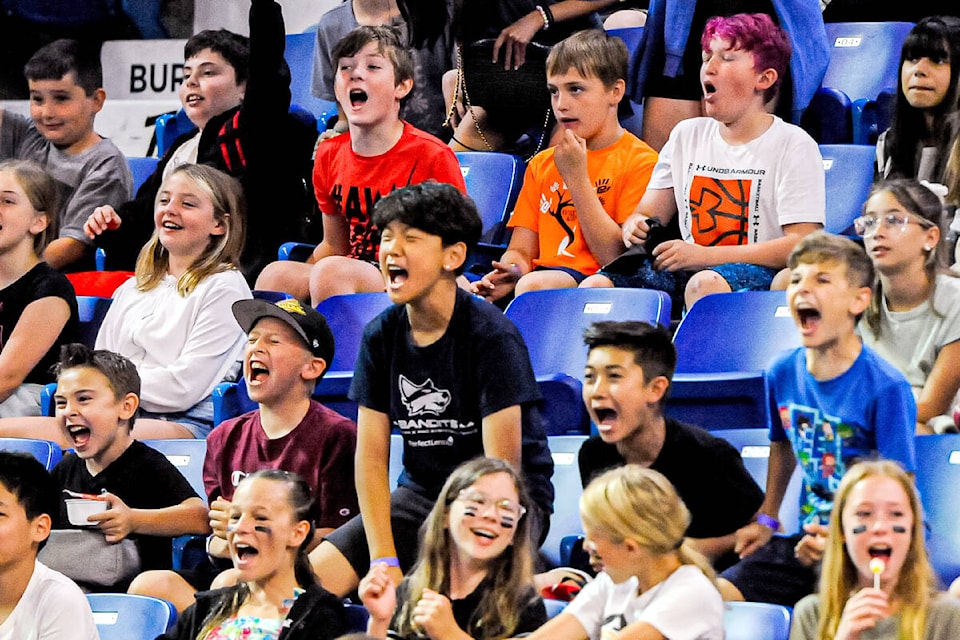 Thunderous cheers from an exuberant young audience made for a special game Tuesday, June 6 at Langley Events Centre, as the Vancouver Bandits hosted their second yearly School Day Game. They fell to Winnipeg 106-103. (Ryan Molag, LEC/Special to Langley Advance Times)