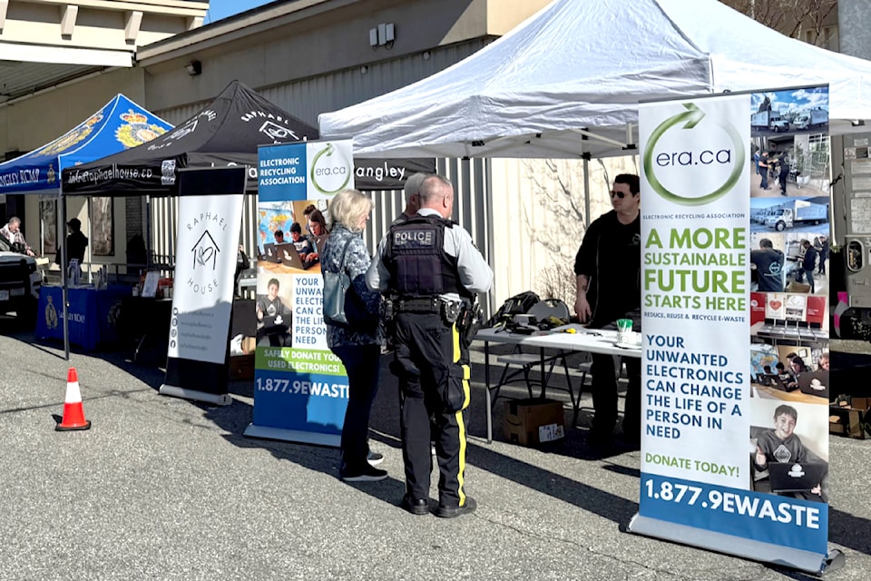 More than 100 electronics were recycled or shredded at the fourth annual shredding event by 91ԭ RCMP and ERA in support of Raphael House. (Special to The Star)
