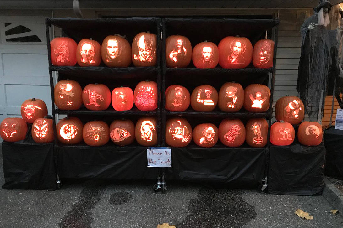 Intricately carved pumpkins honour fallen B.C. police officer, Humboldt tragedy