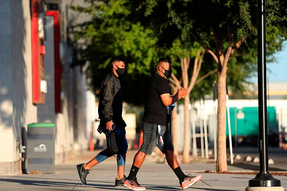 Members of the San Jose Earthquakes depart the stadium where the team had been scheduled to play the Portland Timbers in an MLS soccer match in San Jose, Calif., Wednesday, Aug. 26, 2020. Major League Soccer players boycotted five games Wednesday night in a collective statement against racial injustice. The players’ action came after all three NBA playoff games were called off in a protest over the police shooting of Jacob Blake in Wisconsin on Sunday night.