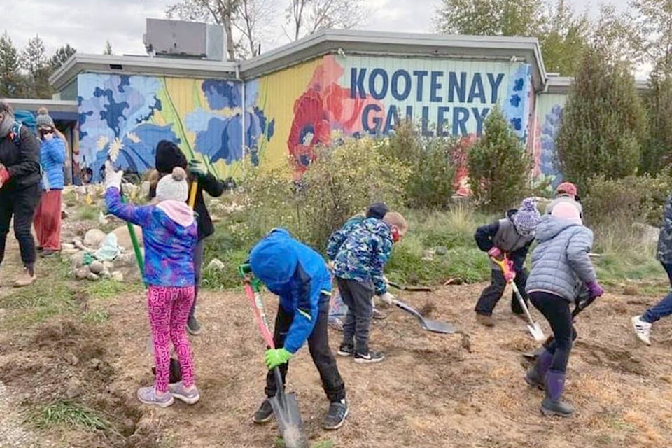 Local students joined a Castlegar Butterflyway work crew last week. Photo: Castlegar Butterflyway
