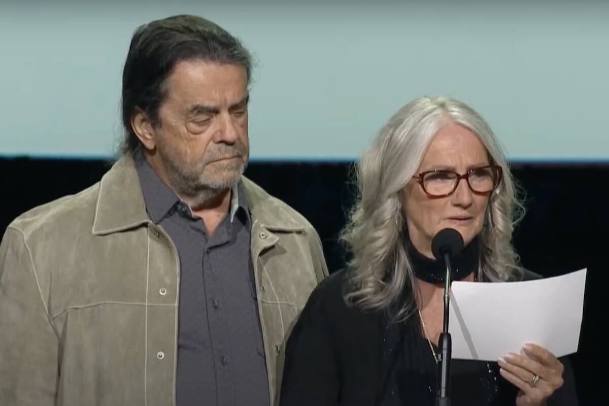 Pat Henman and her husband Larry Vezina at the Courage to Come Back awards. Photo: Screenshot from Coast Mental Health event video