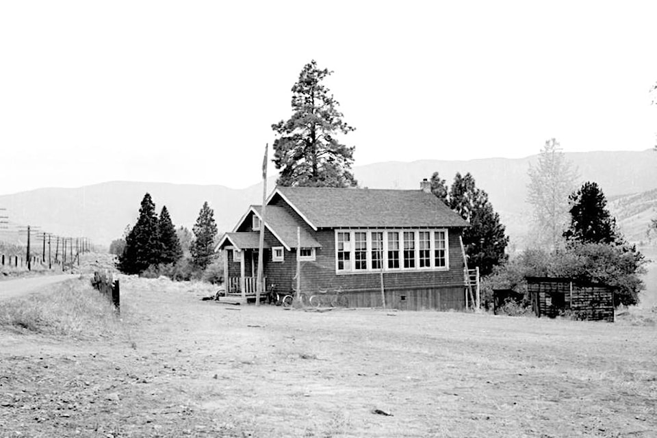 The original Savona schoolhouse, pictured here in 1950, had to be replaced by a new school in a different location due to plans to upgrade the nearby road for the proposed Trans-Canada Highway.