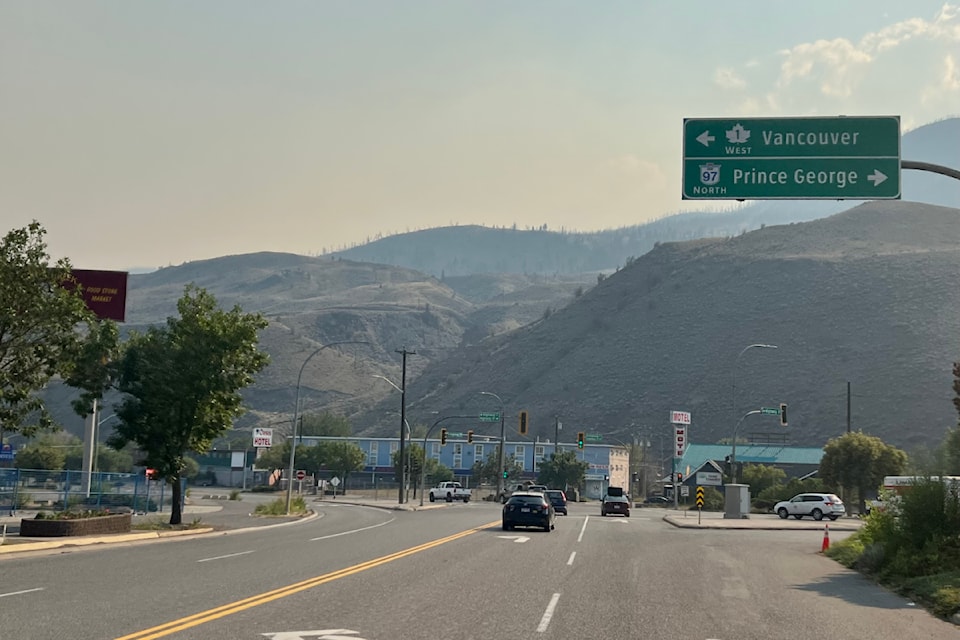 Smoke rises from wildfires south of Cache Creek Tuesday, July 16. (Angie Mindus photo/Black Press Media)