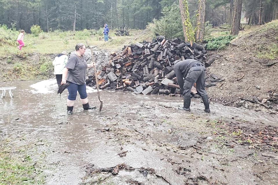 A debris flow and flooding at a property in Venables Valley following heavy rainfall in late September 2024.
