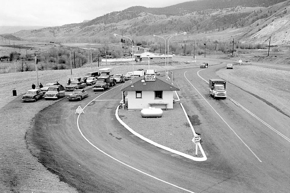 The game check stop on what is now Highway 97 in Cache Creek in 1963 (picture taken looking north).