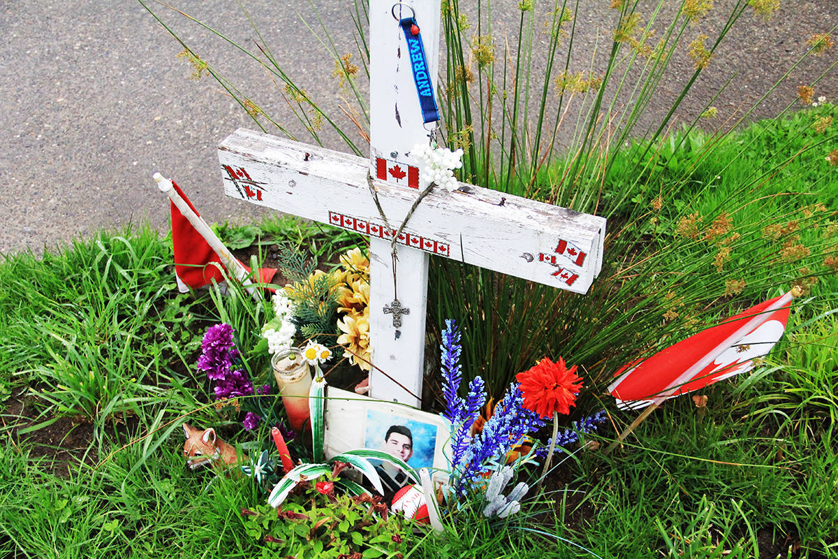 A memorial for Andrew Futerko is seen at the intersection where the 19-year-old lost his life June 20, 2018. (Photo: Malin Jordan)