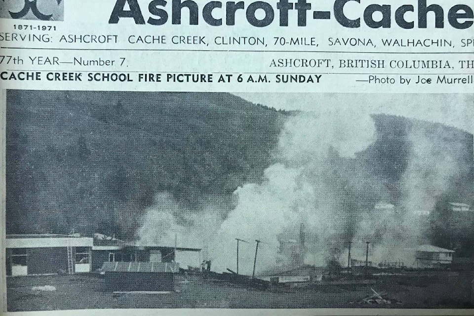 A major fire broke out at Cache Creek Elementary School in the early morning hours of June 20, 1971, causing $300,000 in damages. (Photo credit: Journal files)