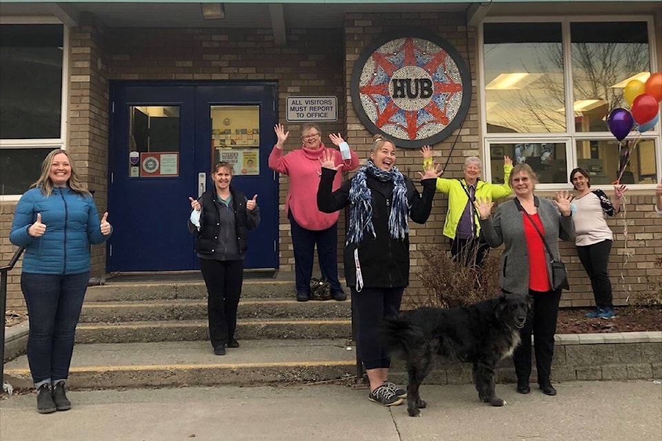 The Ashcroft HUB Society board celebrates the news that School District No. 74 voted to sell them the HUB property for a nominal fee. (Photo credit: River Winwood)