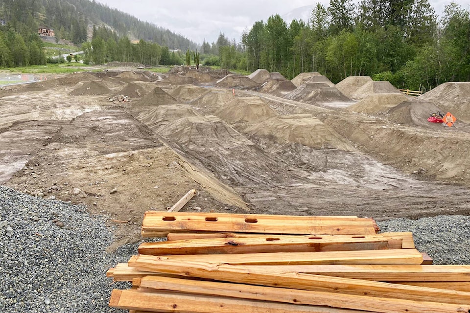 A new mountain bike skills park/pumptrack under construction in the Pemberton area. ‘This is a beautiful way to show how a little dirt and some concrete can keep so many people happy and entertained for years to come,’ says Travis Storkan, who hopes to build a skills park in Ashcroft. (Photo credit: Facebook)