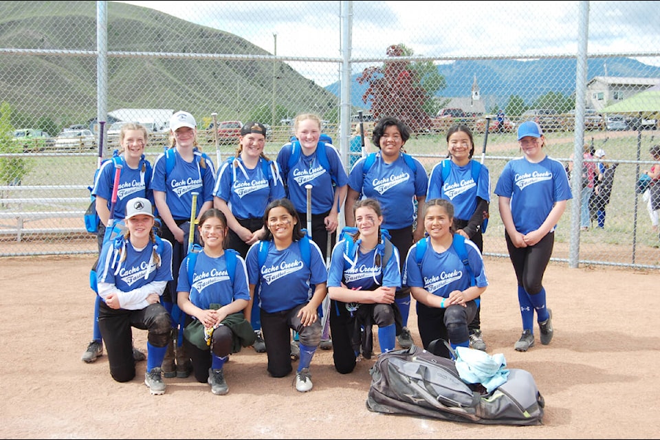 The Cache Creek Thrashers U13 girls’ softball team is all smiles after a win during a tournament at the Chief Scott ballfields on the Ashcroft Reserve on June 11. (Photo credit: Barbara Roden)